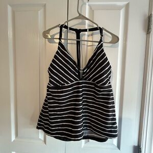 Time and Tru Black and White tankini top